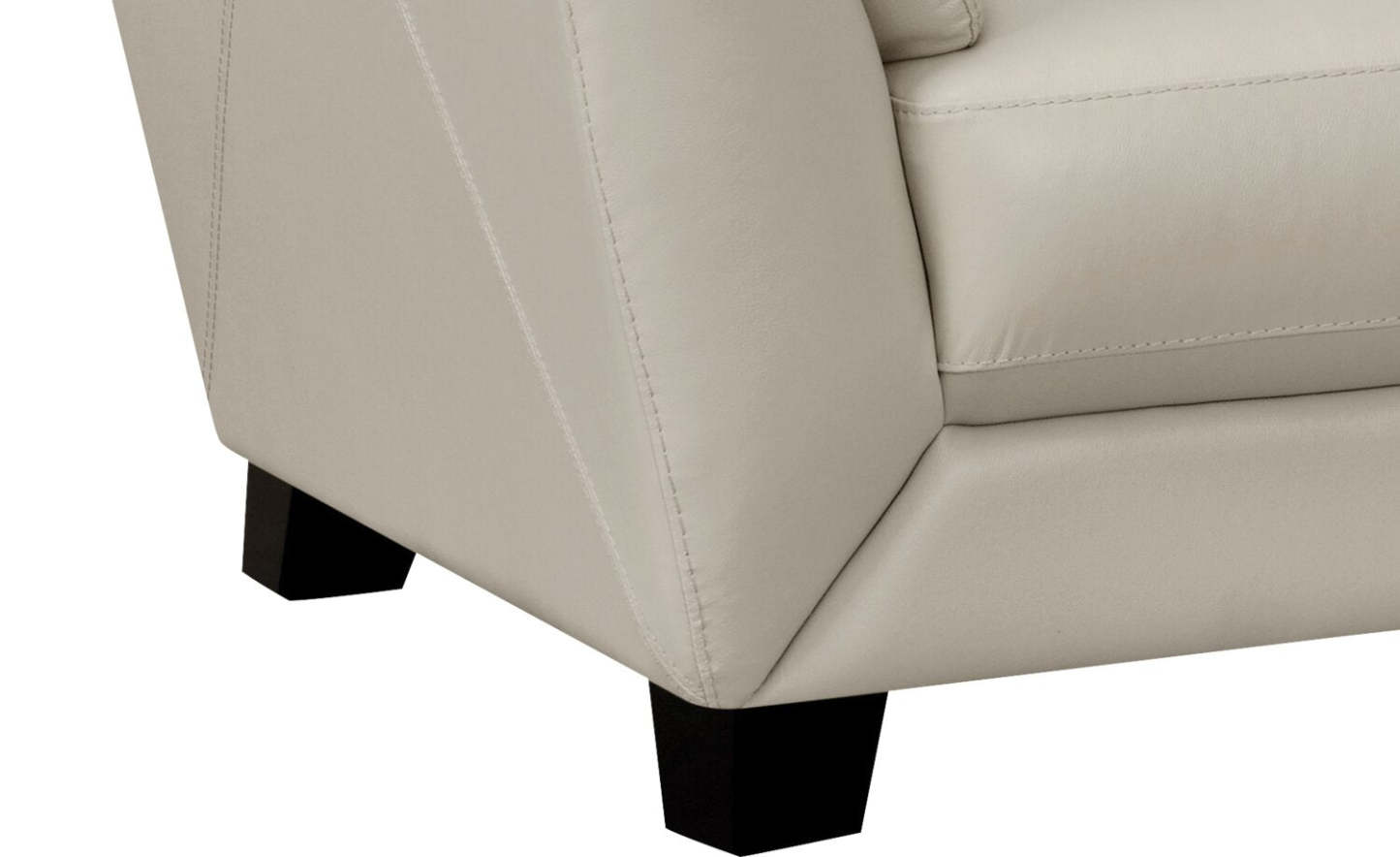 Chateau d'Ax Lusso 92 100% Genuine Leather Chair with Wood Legs - Smoke Grey | Sofa Lusso de Château d’Ax de 92 po en cuir véritable à 100 % avec pattes en bois - gris fumée