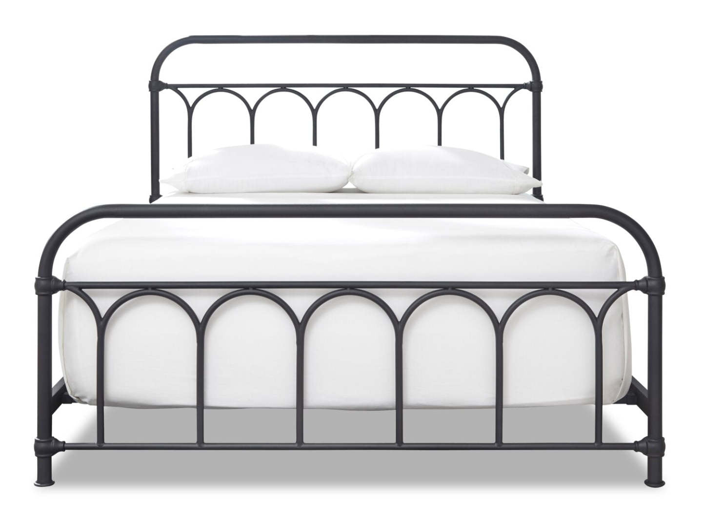 Lit en métal Nora avec tête de lit et cadre, noir - Grand lit | Lit Nora en métal avec tête de lit et cadre de lit, noir - format grand lit