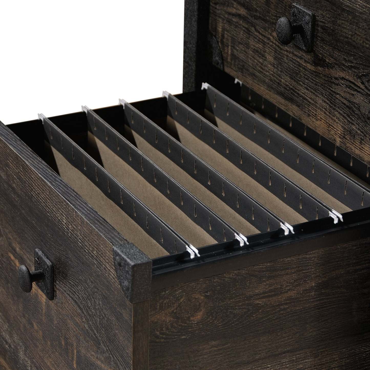 Lewis 59.84 L-Shaped Office Desk with 2-Drawers - Carbon Oak | Bureau en forme de L Lewis de 59,84 po à 2 tiroirs - chêne carbone