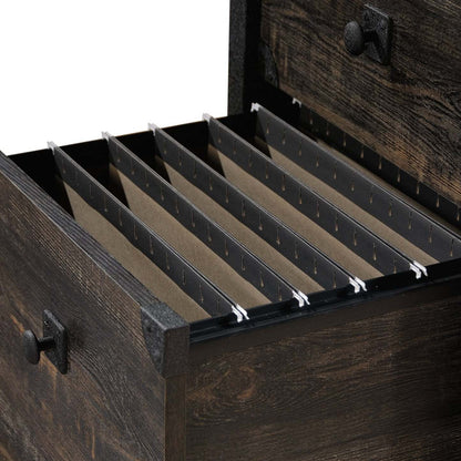 Lewis 59.84 L-Shaped Office Desk with 2-Drawers - Carbon Oak | Bureau en forme de L Lewis de 59,84 po à 2 tiroirs - chêne carbone