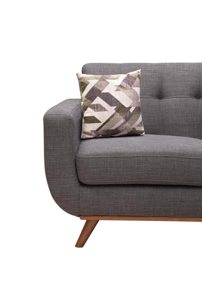 Kort & Co. Freeman 63 tissu d’apparence lin causeuse avec pattes en bois et coussins de dossier capitonnés - gris anthracite