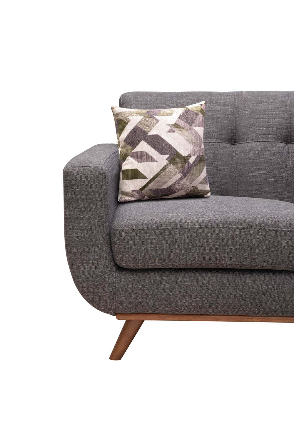 Fauteuil Freeman Kort &amp; Co. de 37 po en tissu d'apparence lin avec pattes en bois et coussin de dossier capitonné - gris anthracite