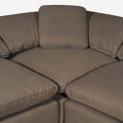 Sofa sectionnel modulaire Eclipse 4 pièces en tissu d’apparence lin avec pouf et coussins réversibles en duvet et plumes - gris ardoise