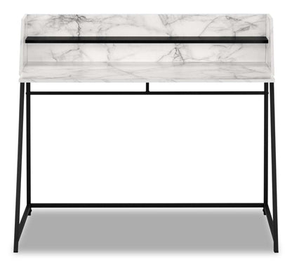 Bureau Lawson 47.25 avec petite niche - Aspect marbre blanc|Bureau Lawson de 47,25 po avec petite crédence - apparence marbre blanc