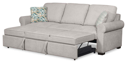 Scott Living Canapé-lit Haven 96 en tissu chenille avec pieds en bois - Gris | Canapé-lit Haven de Scott Living de 96 po en tissu de chenille avec pattes en bois - gris