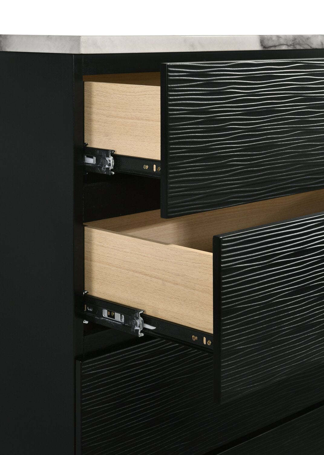 Commode de chambre à coucher Atlas, 5 tiroirs, 32,4 L x 48,3 H, Moderne Mid-Century - Noir | Commode verticale moderne du milieu du 20e siècle Atlas de 32,4 po (L) x 48,3 po (H) à 5 tiroirs pour la chambre à coucher - noire