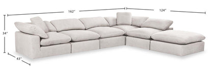 Eclipse Modular 6-Piece Linen-Look Fabric Pit Sofa Sectional with Reversible Feather Down Cushions - Linen White | Canapé sectionnel modulaire Eclipse 6 pièces en tissu d'apparence lin avec coussins réversibles en duvet et plumes - blanc lin