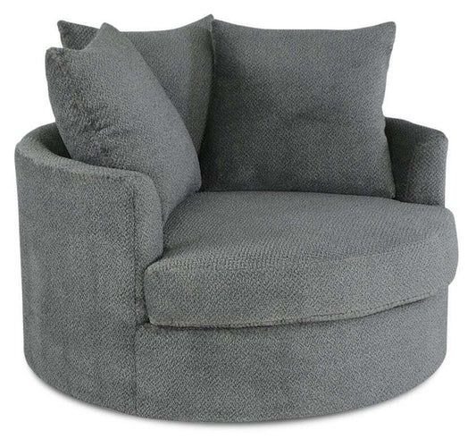 Fabriqué au Canada Fauteuil d'appoint câlin Grande 48 en tissu chenille - Teddy Nightfall Grey | Fauteuil d'appoint Cuddler Grande de 48 po fabriqué au Canada en tissu chenille - gris Teddy Nightfall