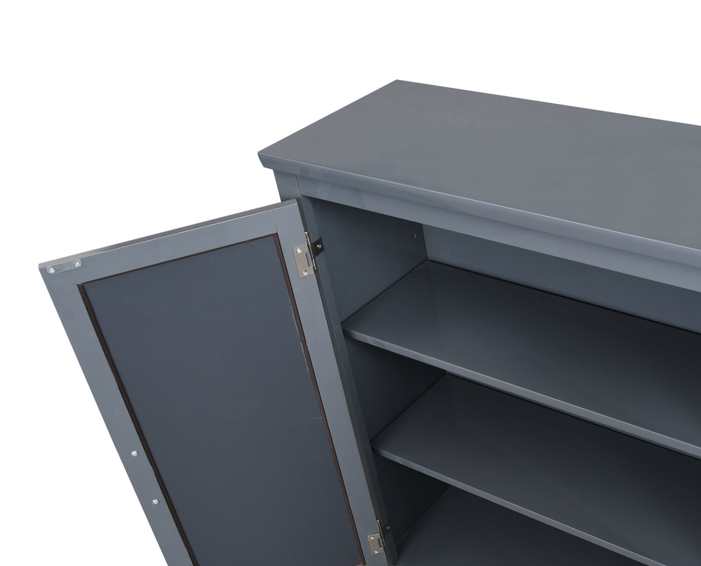 Darci 31,5 Armoire d'appoint avec portes miroir - Gris|Armoire décorative Darci de 31,5 po avec portes en miroir - grise