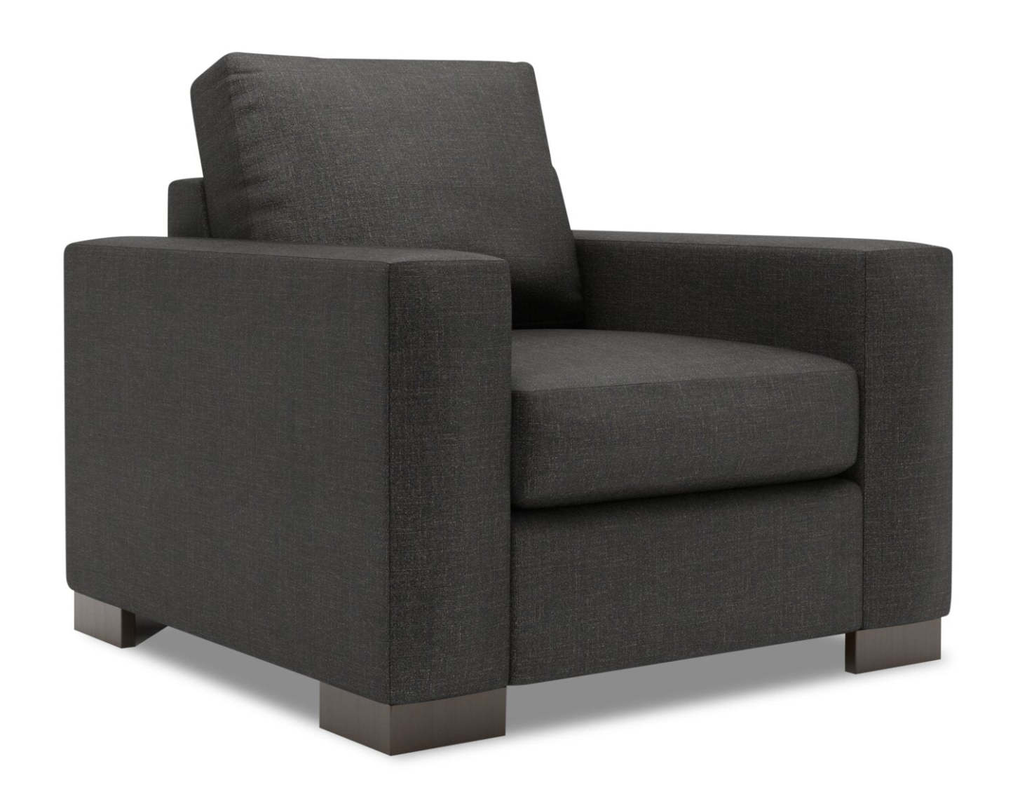Fauteuil Track de Sofa Lab personnalisable de 38 po fabriqué au Canada en tissu d'apparence lin avec accoudoirs rectilignes - gris Luna Kohl | TR302691
