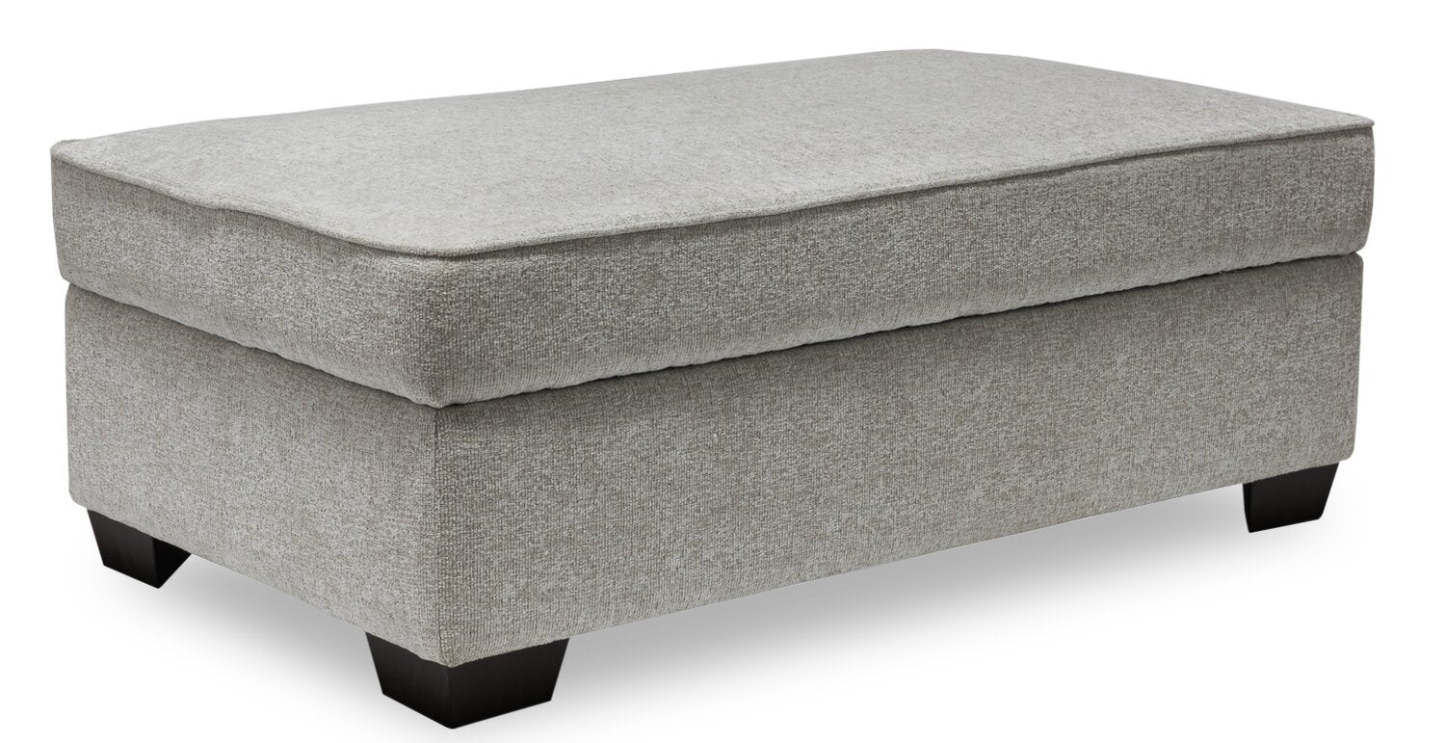 Made in Canada Verona 44 Linen-Look Fabric Storage Ottoman - Beige | Pouf de rangement Verona de 44 po fabriqué au Canada en tissu d’apparence lin - beige
