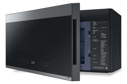 Samsung 2,1 Cu. Fort. Micro-ondes à hotte intégrée avec 400 CFM et commande tactile en verre - Acier inoxydable… | Quatre à micro-ondes à hotte intégrée Samsung de 2,1 pi³ avec 400 pi³/min et commandes tactiles en ver…