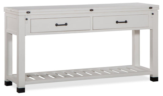Harper 60 Modern Sofa Table with Storage and Shelf - White Pine|Table de salon moderne Harper de 60 po avec rangement et tablette - pin blanc