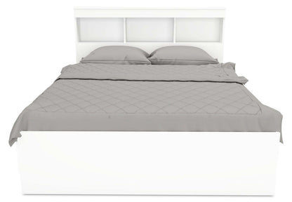 Ensemble de lit Riley Mates avec tête de lit bibliothèque pour enfants, fabriqué au Canada, blanc - pleine grandeur | Lit matelot Riley avec ensemble de tête de lit bibliothèque pour enfants, fabriqué au Canada, blanc - format lit double