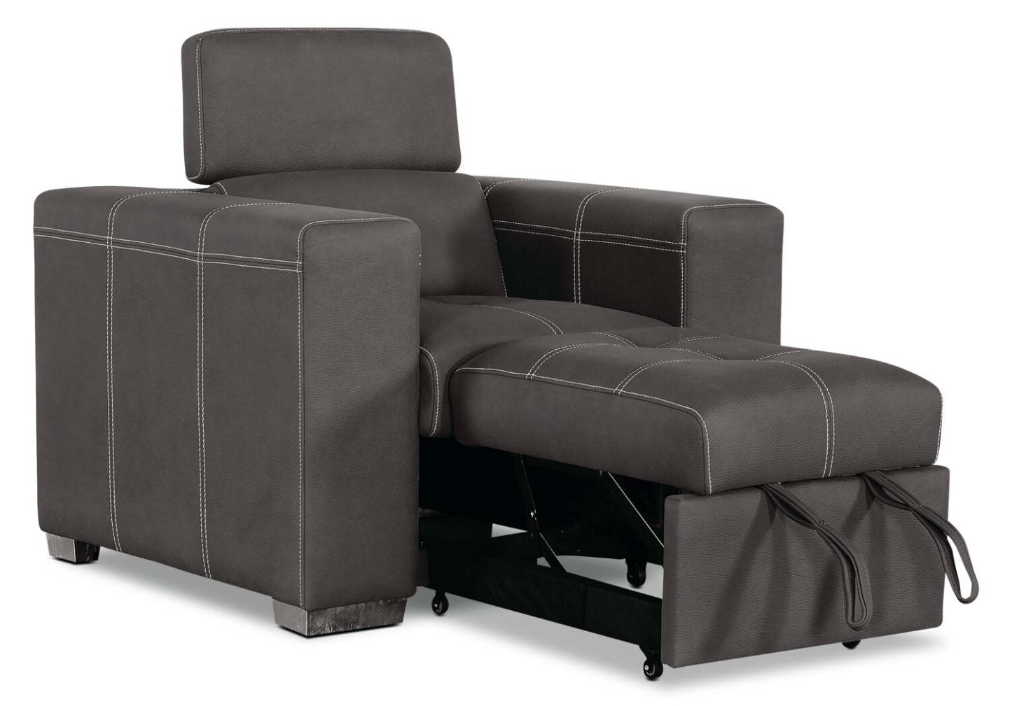 Fauteuil Drake de 41,5 po en tissu de suédine avec pouf rétractable et appuie-têtes relevables - gris ciment