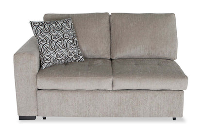 Fabriqué au Canada, canapé-lit sectionnel enveloppant Legend 2 pièces en tissu de chenille orienté à droite - beige platine