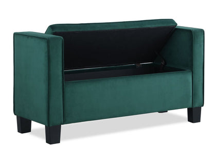 Banc de rangement Octavia 53.25 - Velours vert|Banc de rangement Octavia de 53,25 po - velours vert