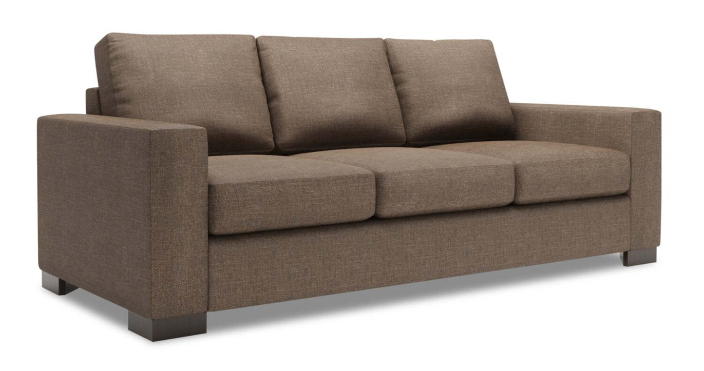 Fabriqué au Canada Canapé Personnalisable Sofa Lab Track 85 en Tissu d'Apparence Lin Canapé-Lit avec Accoudoirs en Piste - Brun Luna Praline | Canapé-lit Track de Sofa Lab de 85 po fabriqué au Canada en tissu d'apparence lin - brun Luna Praline | TR602591