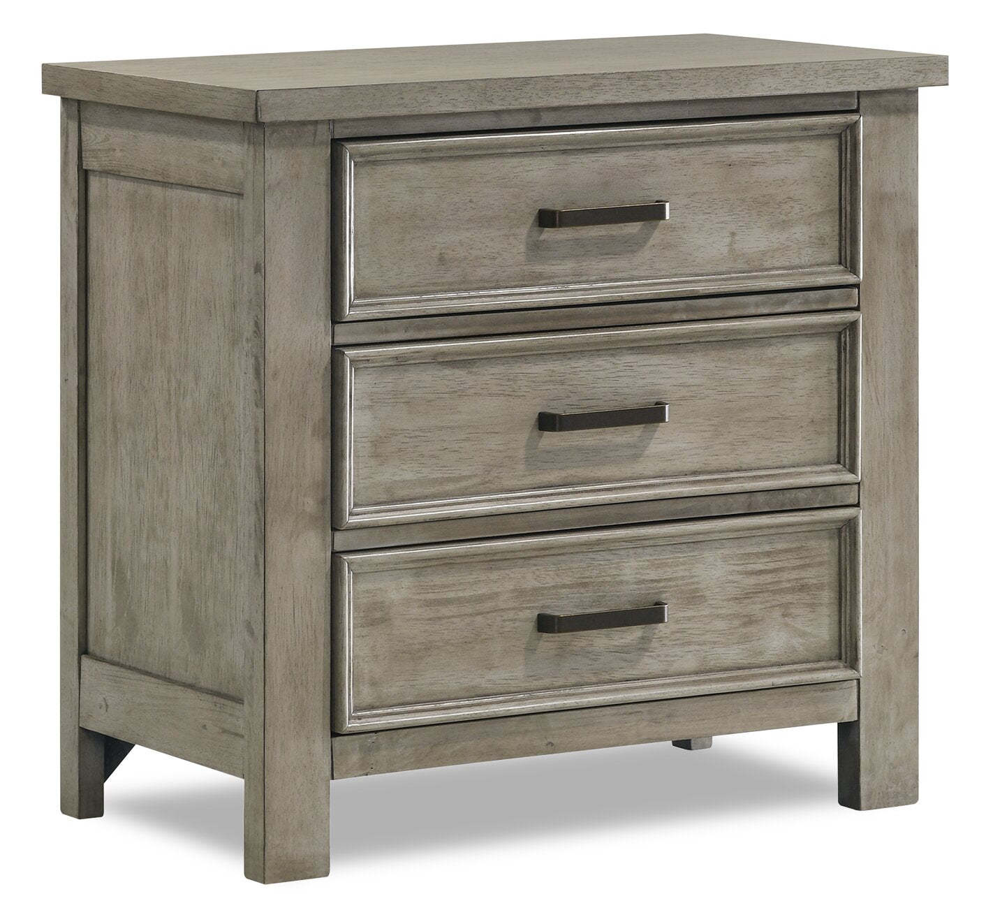 Commode de chevet Levi à 3 tiroirs, 30 L x 30 H, Bois - Gris Dérive | Commode Levi de 30 po (L) x 30 po (H) à 3 tiroirs en bois - gris bois de grève