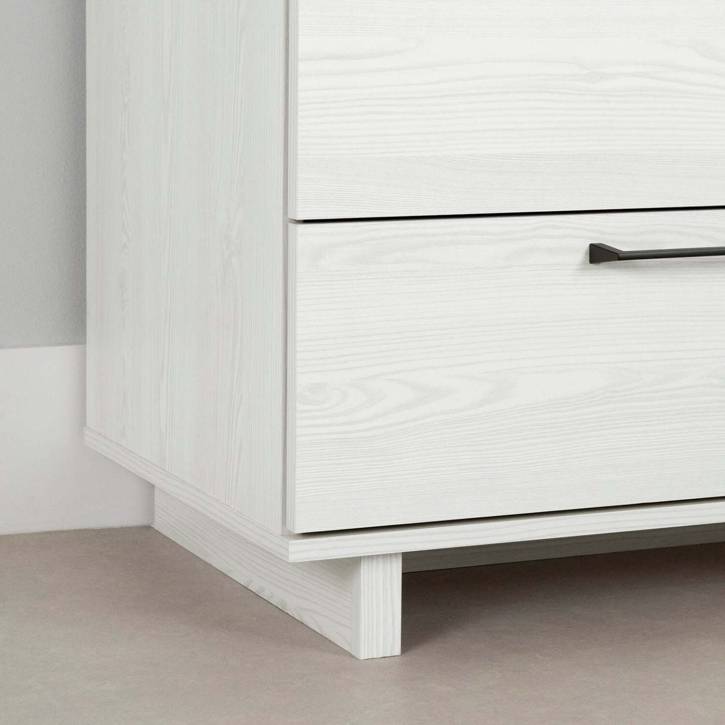 Table de nuit Everley à 2 tiroirs avec port USB, 19,5 W - Blanc | Table de nuit Everley de 19,5 po (L) à 2 tiroirs avec port USB - blanche