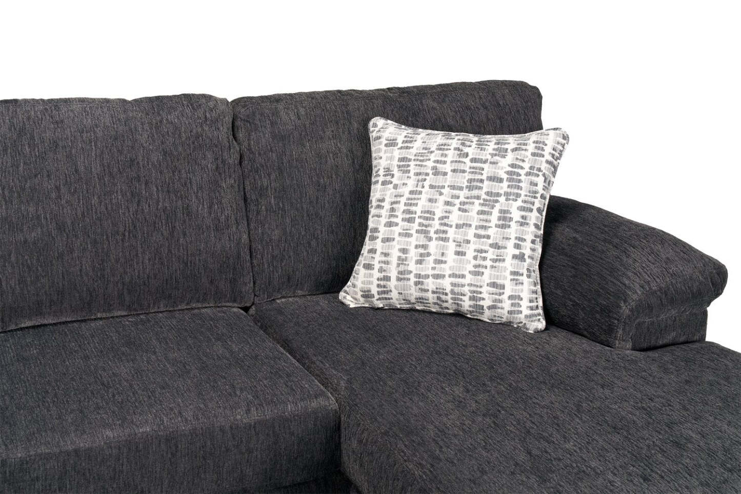 Fabriqué au Canada, canapé sectionnel en U de droite Morgan 2 pièces en tissu de chenille avec coussins décoratifs - gris