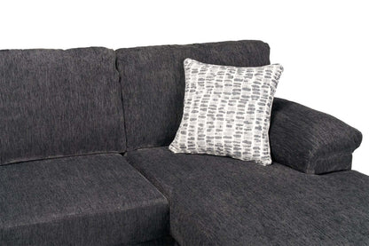 Fabriqué au Canada, canapé sectionnel en U de droite Morgan 2 pièces en tissu de chenille avec coussins décoratifs - gris