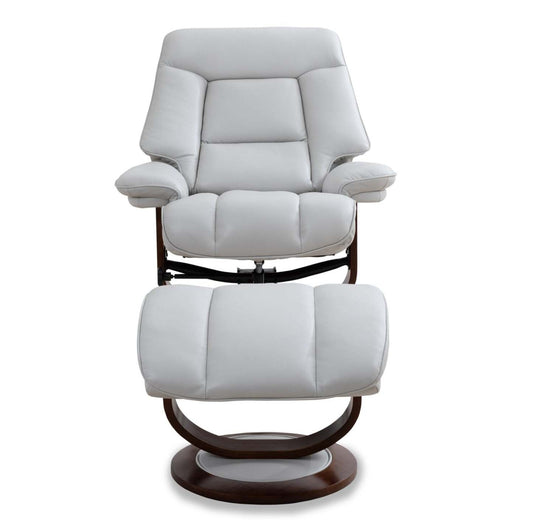 Fauteuil inclinable Maven antistress de 34,5 po en cuir véritable gris avec repose-pieds et base en bois et métal - gris