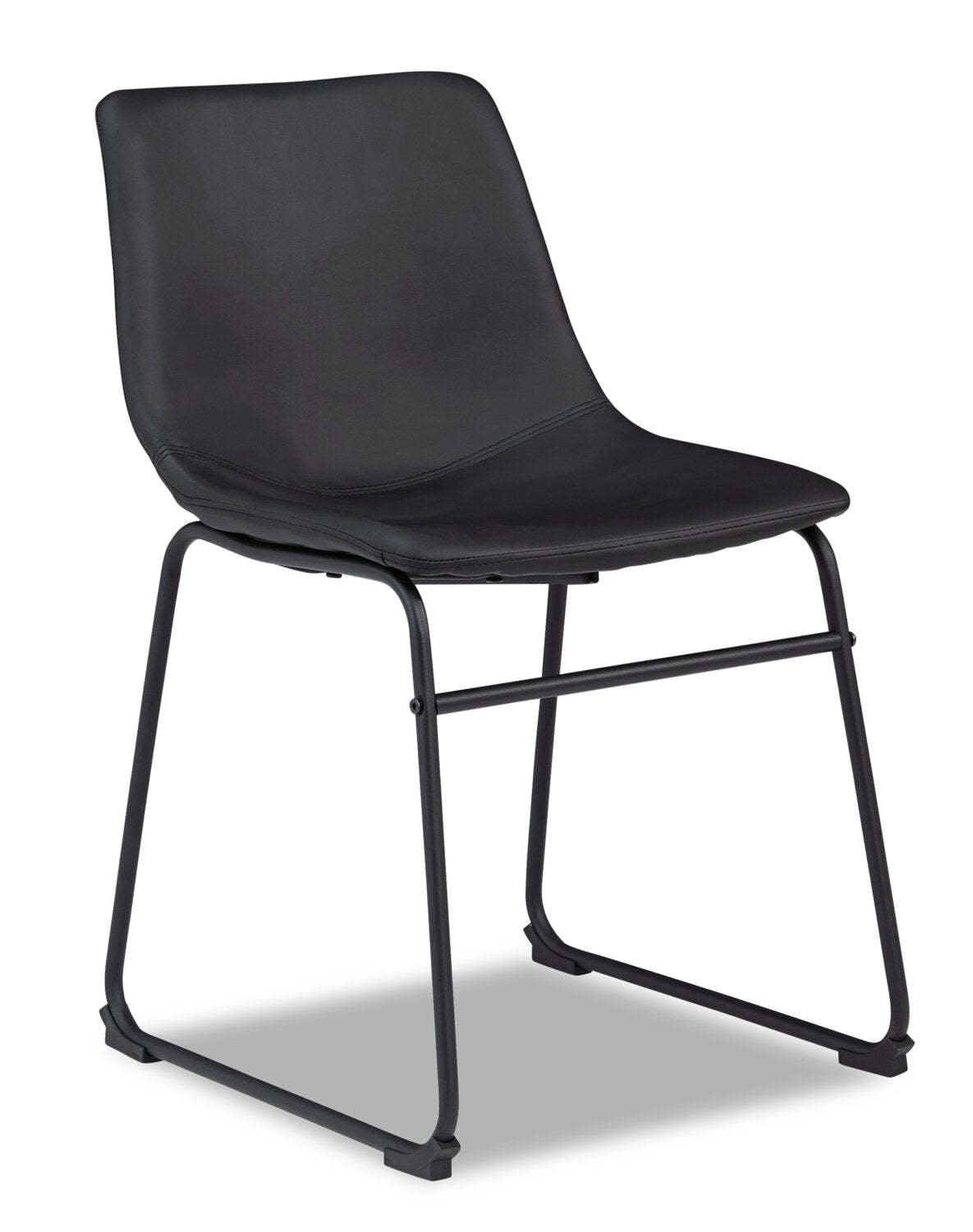 Chaise de salle à manger Cole avec tissu en cuir végétalien, métal - Noir | Chaise de salle à manger Cole en tissu de cuir végétalien et en métal - noire