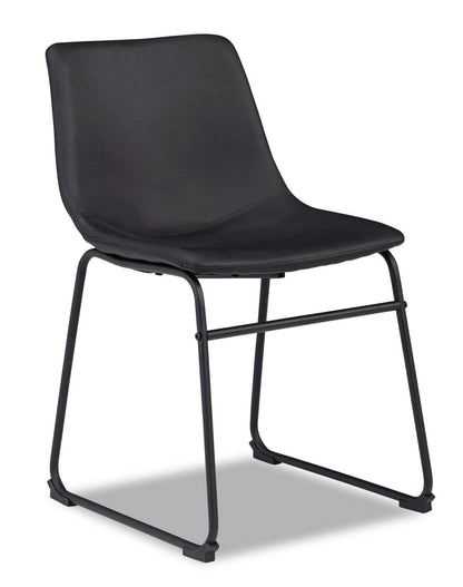 Chaise de salle à manger Cole avec tissu en cuir végétalien, métal - Noir | Chaise de salle à manger Cole en tissu de cuir végétalien et en métal - noire