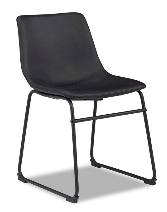Chaise de salle à manger Cole avec tissu en cuir végétalien, métal - Noir | Chaise de salle à manger Cole en tissu de cuir végétalien et en métal - noire