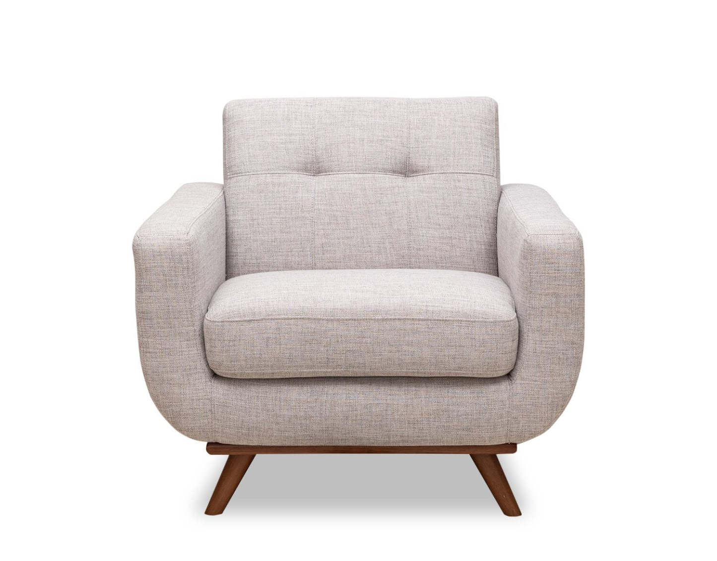 Kort &amp; Co. Fauteuil Freeman 37 po en tissu d'apparence lin avec pattes en bois et coussin de dossier capitonné - blanc colombe