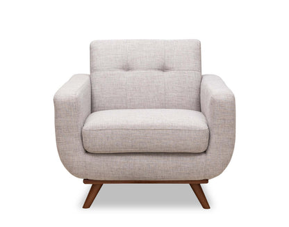 Kort &amp; Co. Fauteuil Freeman 37 po en tissu d'apparence lin avec pattes en bois et coussin de dossier capitonné - blanc colombe