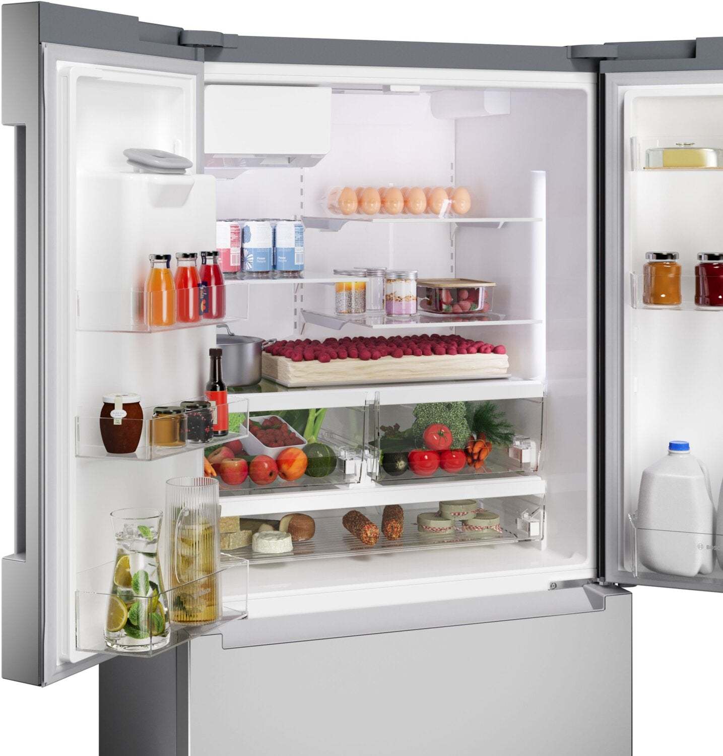 Bosch 36'' 21.6 Cu. Ft French Door Refrigerator – Fingerprint Resistant Stainless Steel - B36CD10ENS | Réfrigérateur Bosch de 36 po et de 21,6 pi3 à portes françaises - acier inoxydable résistant aux traces de doigts - B36CD10ENS