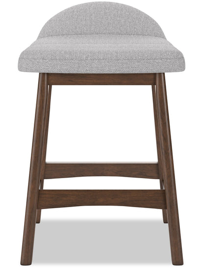 Tabouret à hauteur de comptoir Jovi avec tissu d'apparence lin, bois - gris | Tabouret Jovi de hauteur comptoir en tissu d'apparence lin et en bois - gris