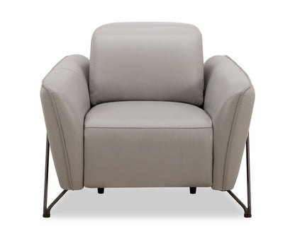 Fauteuil à inclinaison électrique Riviera en cuir véritable de qualité supérieure - gris clair