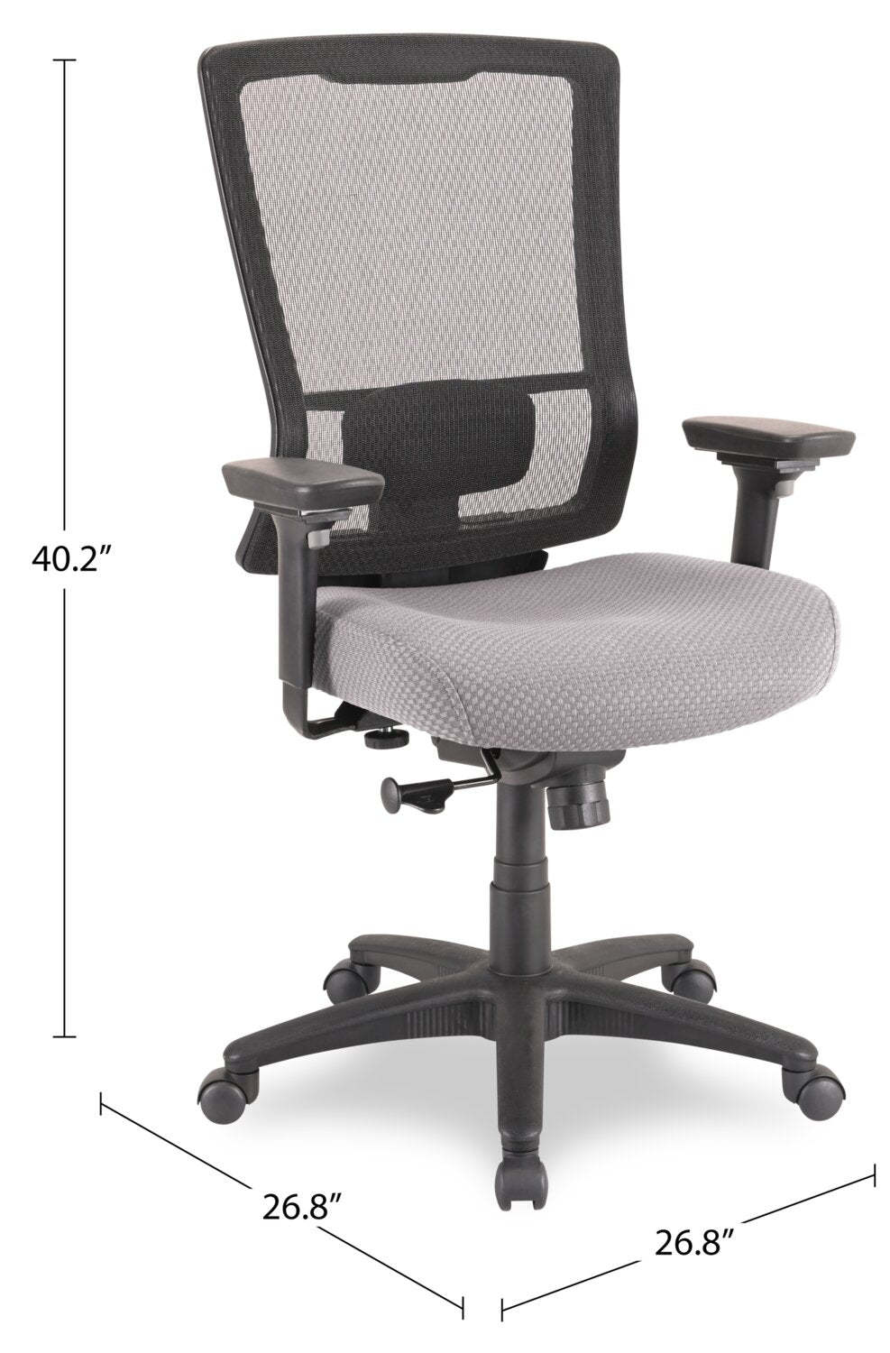 Chaise de bureau Remy de Tempur-Pedic de 26,8 po - grise avec dossier à mailles