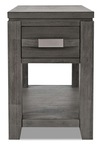 Table de chaise rustique Bronx 16 avec rangement et étagère - Bois gris|Table de fauteuil rustique Bronx de 16 po avec rangement et tablette - bois gris