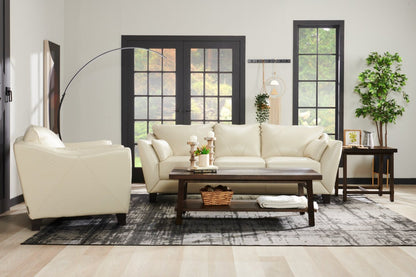 Chateau d'Ax Lusso 92 100% Genuine Leather Chair with Wood Legs - Smoke Grey | Sofa Lusso de Château d’Ax de 92 po en cuir véritable à 100 % avec pattes en bois - gris fumée