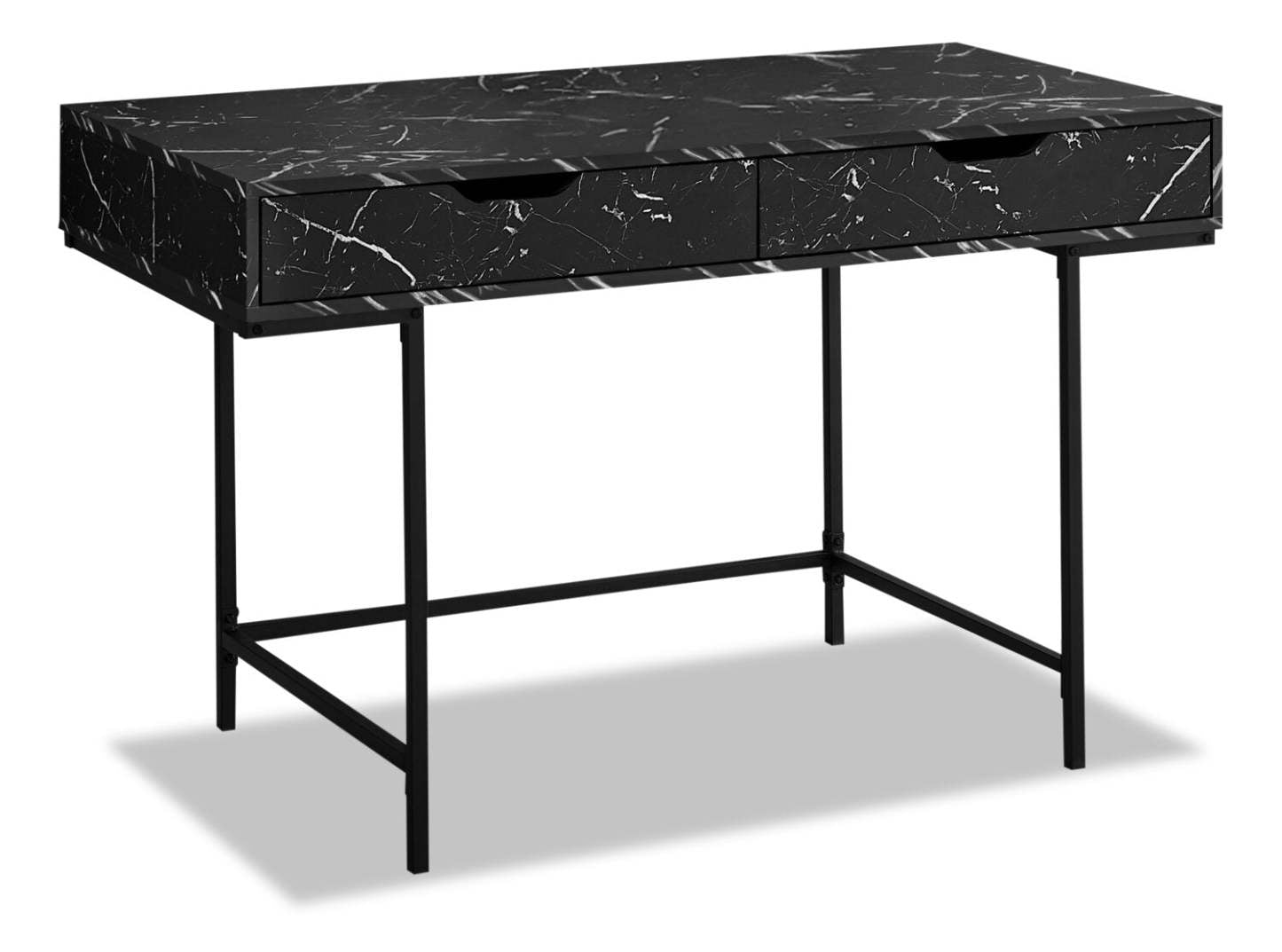 Bureau Butler 47.25 à 2 tiroirs - Aspect marbre noir|Bureau Butler de 47,25 po à 2 tiroirs - aspect marbre noir