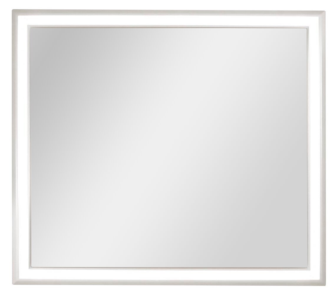 Miroir de commode de chambre à coucher Halo avec lumière LED, Glam - Blanc | Miroir de commode de chambre à coucher somptueux Halo avec éclairage à DEL - blanc