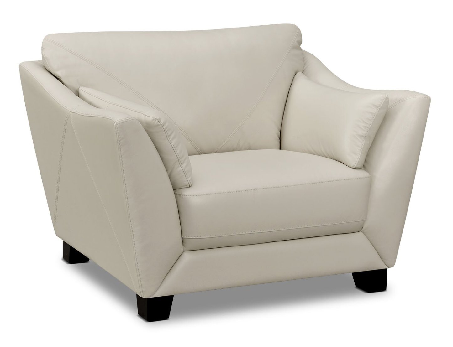 Chateau d'Ax Lusso 92 100% Genuine Leather Chair with Wood Legs - Smoke Grey | Sofa Lusso de Château d’Ax de 92 po en cuir véritable à 100 % avec pattes en bois - gris fumée