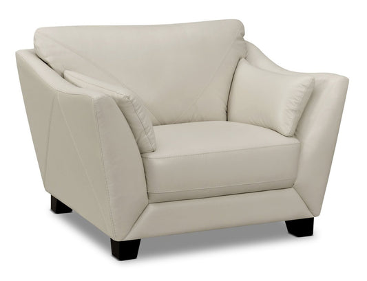 Chateau d'Ax Lusso 92 100% Genuine Leather Chair with Wood Legs - Smoke Grey | Sofa Lusso de Château d’Ax de 92 po en cuir véritable à 100 % avec pattes en bois - gris fumée