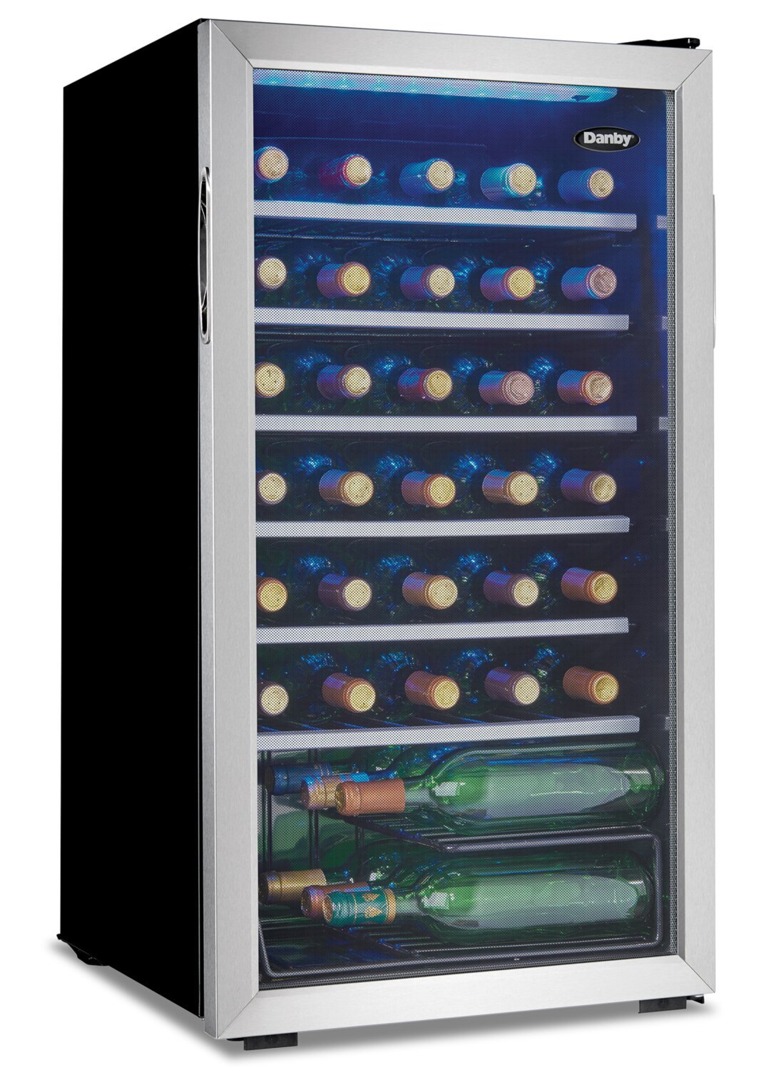 Danby 17,7 3,3 Cu. Fort. Refroidisseur à vin à une porte - Acier inoxydable - DWC93BLSDBR1 | Réfrigérateur à vin Danby de 3,3 pi³ et de 17,7 po à 1 porte - acier inoxydable - DWC93BLSDBR1