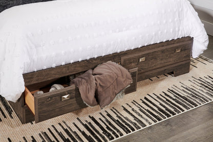 Lit plateforme Yorkdale avec tête de lit et cadre de rangement à 6 tiroirs, fabriqué au Canada, gris - Taille Queen