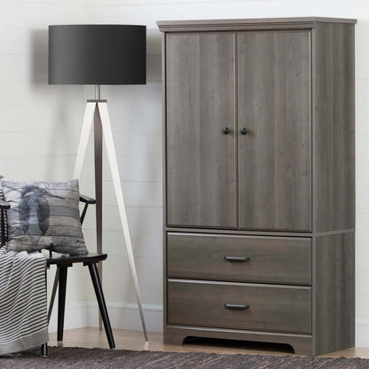 Holt Bedroom 2-Drawer Chest with Storage Cabinet, 33.75W x 63.5H, Made in Canada - Brown/Grey | Commode verticale Holt de 33,75 po (L) x 63,5 po (H) à 2 tiroirs avec armoire de rangement pour la chambre à coucher, fabriquée au Canada - gris-brun