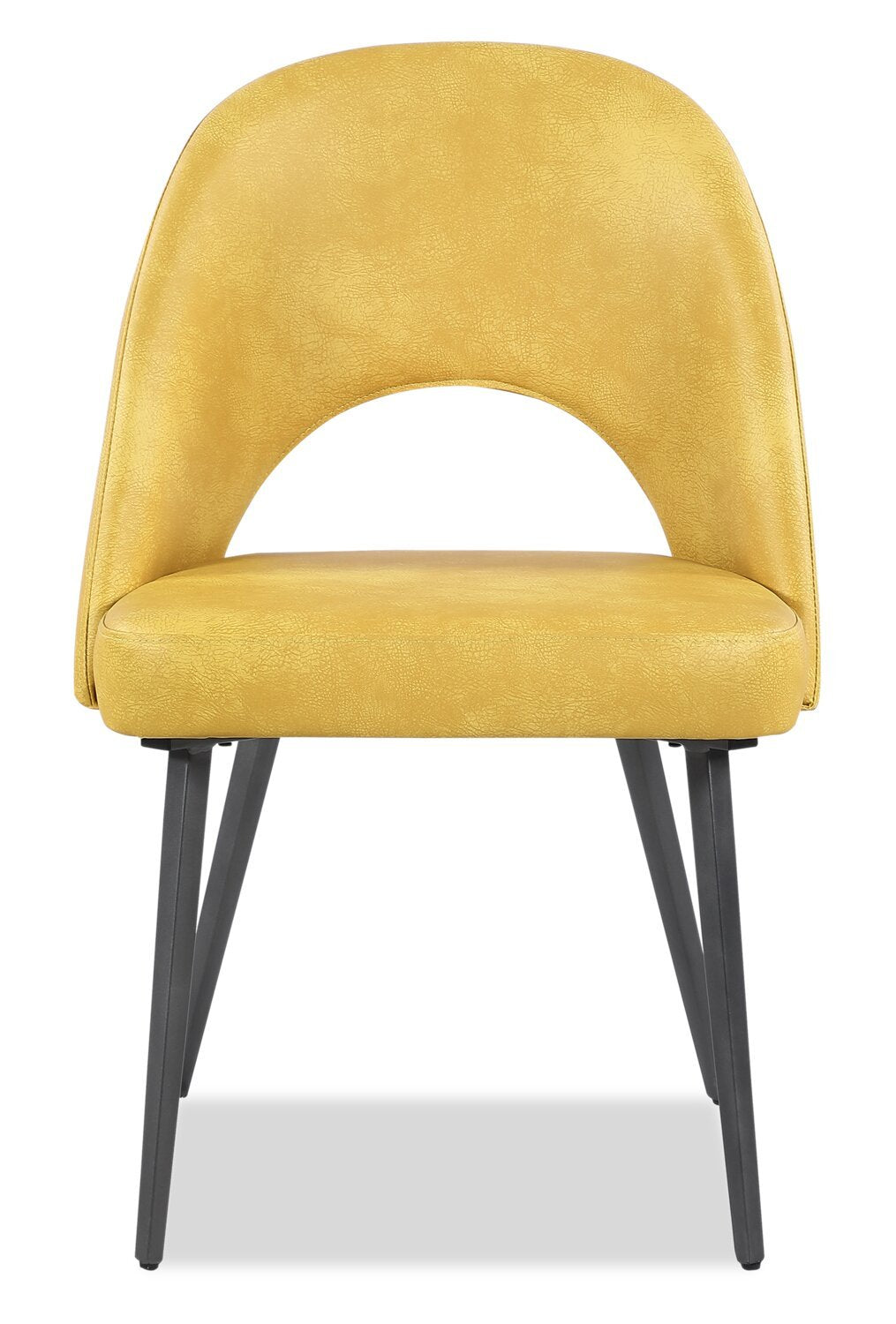 Chaise de salle à manger Bay de Kort &amp; Co. en tissu de cuir végétalien et en métal - moutarde