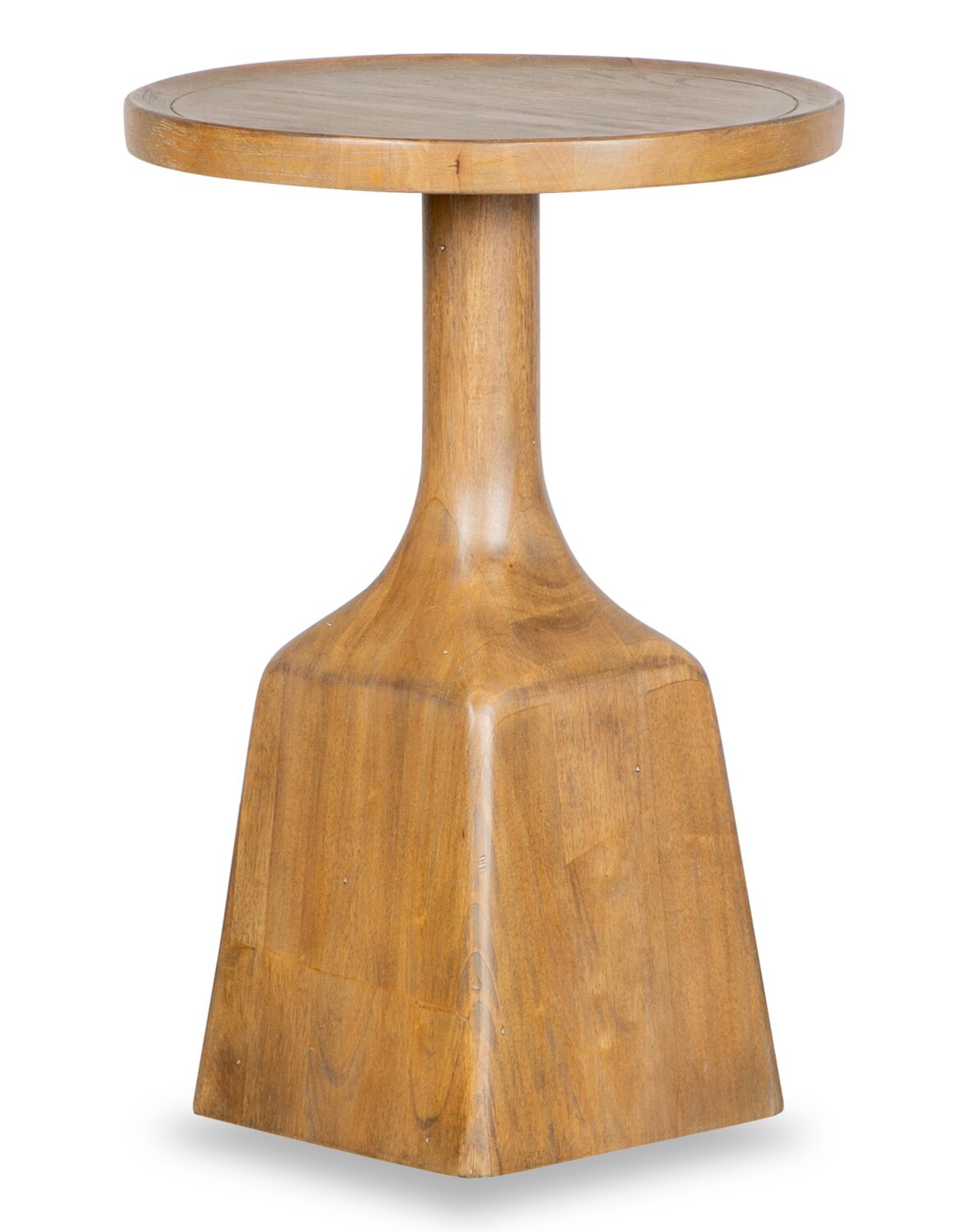 Table de bout ronde moderne Rhett de 18 po - chêne brun clair