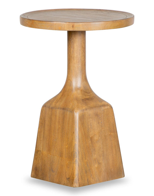 Table de bout ronde moderne Rhett de 18 po - chêne brun clair