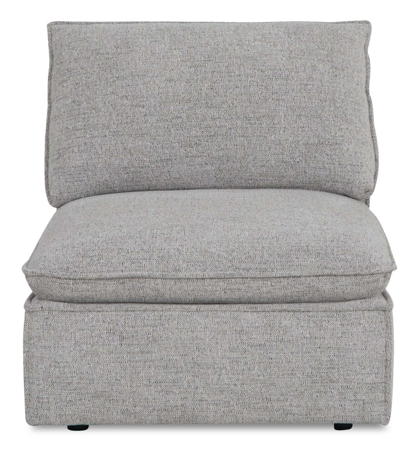 Fusion Modular 8-Piece Silver Grey Chenille Fabric Sectional with Removable Feather Down Back Cushions | Canapé sectionnel modulaire Fusion 8 pièces en tissu de chenille gris argenté avec coussins de dossier amovibles en duvet et plumes