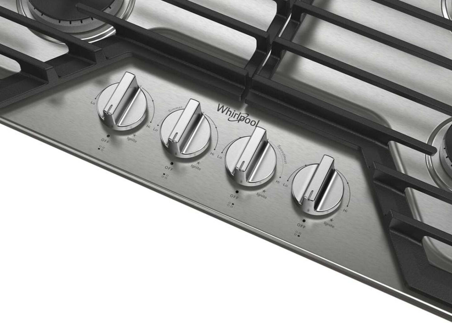 Whirlpool 30 Surface de cuisson à gaz avec grilles en fonte à charnières EZ-2-Lift™ - WCGK5030PS | Surface de cuisson à gaz Whirlpool de 30 po avec grilles en fonte à charnières EZ-2-LiftMC - WCGK5030PS | WCGK530S